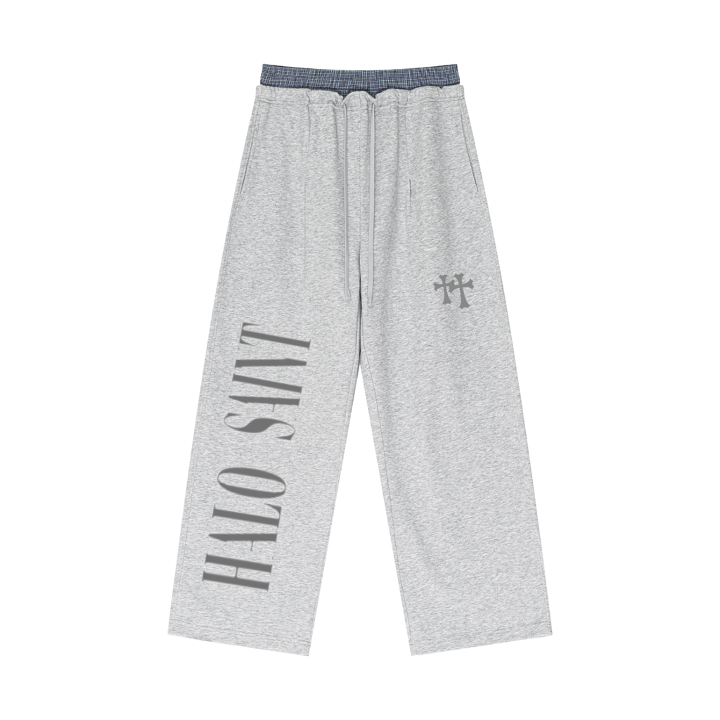 Plaid Contrast Waist Pants