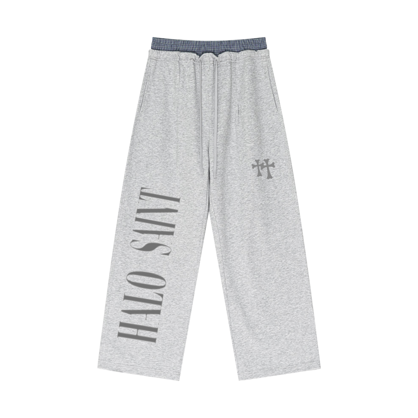 Plaid Contrast Waist Pants